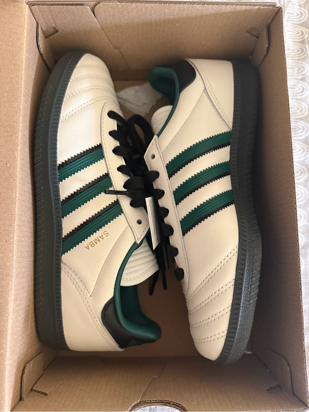 Adidas Samba JP White Green Black Leather Sneakers Unisex Size 5.5 / Size 7 (W) - Picture 5 of 6
